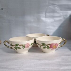 Franciscan Floral Cream and Pink Desert Rose 3 Teacups